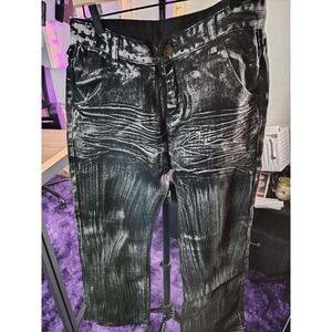California Cowboy Jeans Black White sparkle Wash Denim Straight Leg Pants Size L